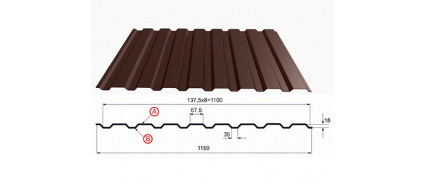 Профнастил коричневый оцинкованный  RAL 8017 С-20 купить недорого в Шишкине Лесе