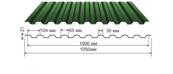 Профнастил зеленый оцинкованный  RAL 6005 С-21 купить недорого в Шишкине Лесе